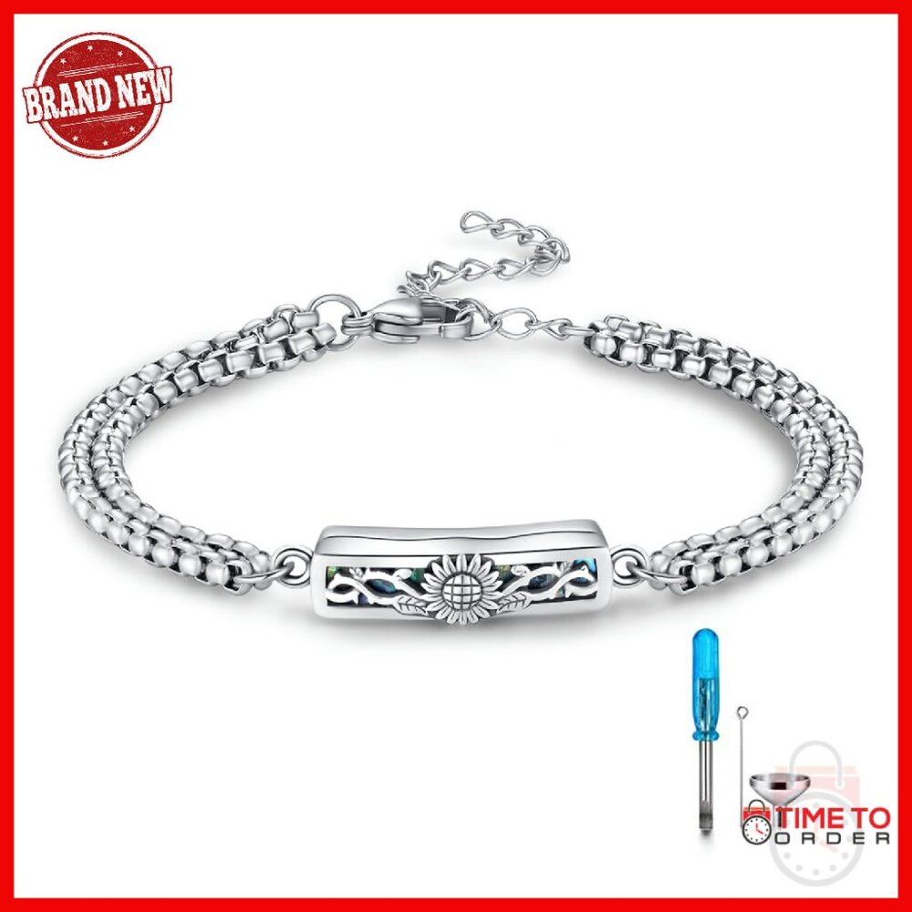 Sterling Silver Cremation Bracelet With Abalone Shell Memorial Jewelry